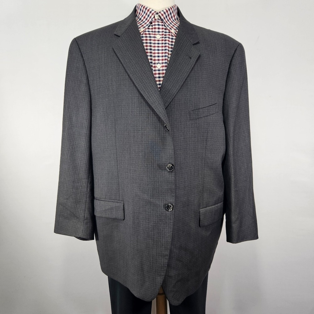 Joseph Abboud Men's Sport Coat Blazer Three Button Gray Checked Wool 50R
